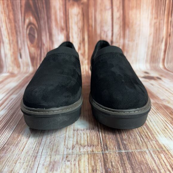 Clarks AIRABELL Womens Size 8 Black Suede Wedge Heel Slip On Loafers Shoes - Picture 2 of 10